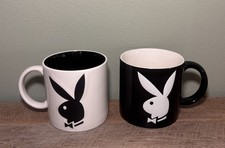 VTG 2003 Playboy Bunny Logo Coffee Cup Mug Set-Black & White Bunny Spencer Gifts picture