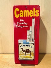 Vintage 1950s Camel Cigarettes Metal Thermometer Sign For Smoking Enjoyment picture