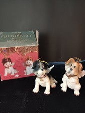 Vintage hand-painted polystone puppy angels 2 pack ornaments picture