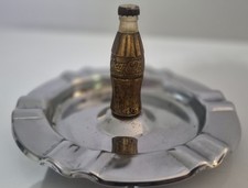 Vintage 1950s KEM Coca Cola Bottle Table Lighter Chrome Ashtray Combo Rare Gas picture