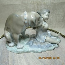 Lladro Girl With Bulldog RARE picture