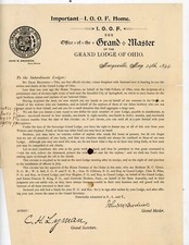 1894 IOOF Grand Lodge of Ohio Circular Appeal for Orphans & Widows Fund picture