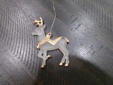 Vintage/Retro Deer Ornament, Clear/Gold, 3.9