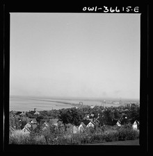 Photo:Walla Walla WA Harbor Waterfront View 1930s Houses Harbor Bridge picture