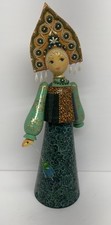 Vintage Russian  Linden Wooden Doll Tverskoy Uzor in Traditional Costume Read picture