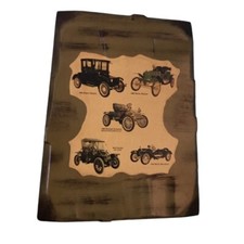 Vintage Wood Wall Hanging Automobile Plaques with Metal Old Cars picture