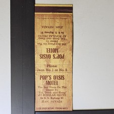 Pop's Oasis Motel Jean Nevada Vintage 1950s Roadside Matchbook picture