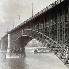 Eads Bridge St Louis Stereoview Keystone View Co 1900s Curved Mount Missouri picture