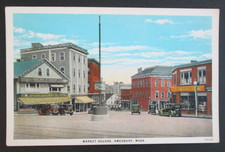 Market Square Amesbury MA Unposted Pre Linen Postcard picture