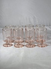 Rare Vintage Set of 8 optic Pink Depression Glass,pink Footed Bar Ware, Snifters picture