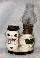 VINTAGE HOLT HOWARD CHRISTMAS SNOWMAN OIL LAMP CHIMNEY JAPAN LABEL  picture
