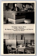 Ted Hagg's Steak House Restaurant Sarona Wisconsin Interior Bar c1940 Postcard picture