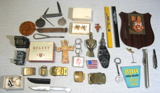 Huge Real Interesting  Vintage Junk Drawer Lot  Pocket knife Token Buckles Medal picture