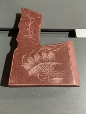 Vintage Indian Chief Etched & Carved Catlinite Tomahawk Pipestone Walking Spirit picture