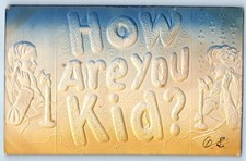 c1910's How Are You Kid Large Letter Telephone Airbrushed Embossed Postcard picture