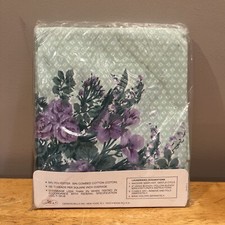 Vtg Royal Family Cannon Oscar de la Renta Les Belles Fleurs 2 Pillowcases Green picture