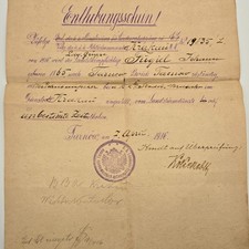 1916 Austria-Hungary k.u.k. Landsturm Enthebungsschein Krakau Tarnow WWI Army picture