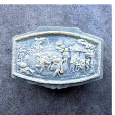 Incolay Stone Handcrafted Decorative Trinket Box with Relief Scene picture