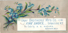 Victorian Trade Cards 1891 A. A. Hazard, Ladies Shoes, Kalamazoo, Michigan picture