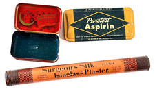 Antique Medicine Tins Chichesters Pills Surgeons silk Puretest advertising picture