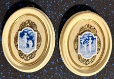 Pair Vintage Limoges Cameo Porcelain Plaques Sungott France Style 421 Framed picture
