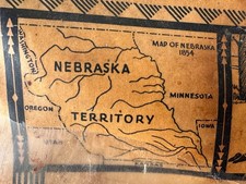 1934 Pictorial Map of Nebraska Growth Oregon Trail 1733 Ranch Hastings Tribune picture