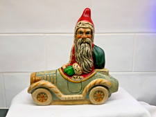 1992 Vaillancourt Folk Art  Chalkware Santa in Green Car picture