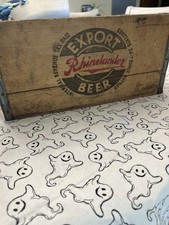 Vintage Rhinelander Export Beer Wood Crate 24 Shorty Bottles Wisconsin 1930s 40s picture
