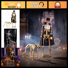 Animated Life-Size Skeleton & Dog Halloween Decorations Set - 36.5