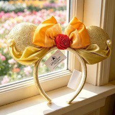 Disney- Parks Headband Belle Beauty and the Beast Mickey Minnie Mouse Ears NWT picture