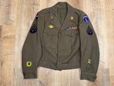 Vintage 1940s US Army Ike Jacket 38L Wool Eisenhower Military Uniform Patches picture