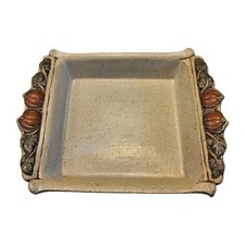 Vintage 1992 Bob Andersen Sunflower Pottery Pumpkin Leaf Harvest Rectangle Dish picture