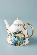 Anthropologie Botanica Teapot *New In box* Floral Classic Vintage Handpainted picture