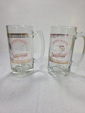 Vintage USMC United States Marine Corps Glass Beer Mugs Set of 2 Gold Trim Faded picture