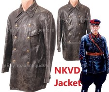 NKVD Officer Leather Jacket M35 1935 Size 50 L WWII KGB Russian Soviet USSR Rare picture