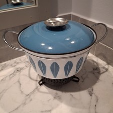 Cathrineholm Enamelware Covered Casserole W/handles Iconic Teal Lotus Design  picture