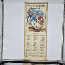 Vtg 1989 Giftco Bamboo Scroll Calendar Goose Geese Country Cottagecore Granny picture