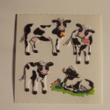 Sandylion Sticker Designs Cow  FUZZY Cows, Retired, VINTAGE, RARE 1 square picture