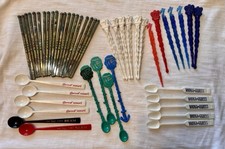 Lot of 48 Vintage Swizzle Sticks Drink Stirs Tiki Bar Seagrams, Smirnoff, Scotch picture
