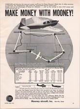 Mooney Mark 20A Vintage Magazine Ad 1959 Airplane Map Business Travel Flying picture