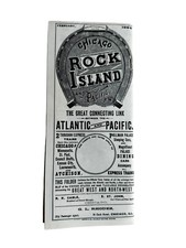 Feb 1882 Chicago Rock Island Pacific railroad public time table Printed 1973’s picture