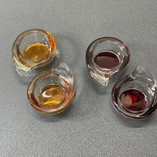 Partylite P8918 Set of 4 Groovy Tealight Holder Set 2 Red & 2 Orange Yin Yang picture