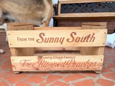 5 Vintage Wooden Fruit Crate Lot Advertising Graphics Sunny Slope Uncle Matt  picture