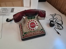 Coca-Cola Tiffany Style Stained Glass Look Light Up Vintage Retro Coke Telephone picture