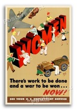 “Women - There's Work to be Done” 1944 Vintage Style WW2 War Poster - 16x24 picture