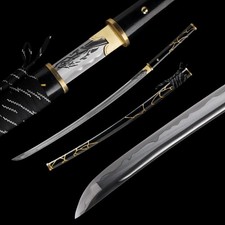 Hand Forged 9260 Spring Steel Full Tang Ghost of Yotei Midnight Gilding Katana picture
