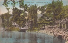 HAND COLORED - Greenwood Lake, NEW YORK - Chapel Island picture