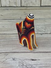 Wixárika Beaded Wolf Figurine – Huichol Art – Handmade Glass Beads picture