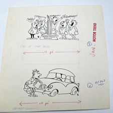 ORIGINAL MOTORTREND MAGAZINE GAG CARTOON ART FEBRUARY 1961 picture