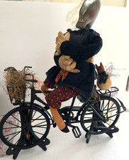 Sylvia Carlson Backward Glance Halloween Witch Folk Art on Bike with 2 Stands picture